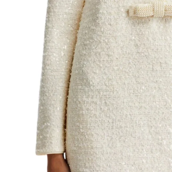self portrait cream boucle diamante bow mini dress Self Portrait Cream Boucle Diamante Bow Mini Dress